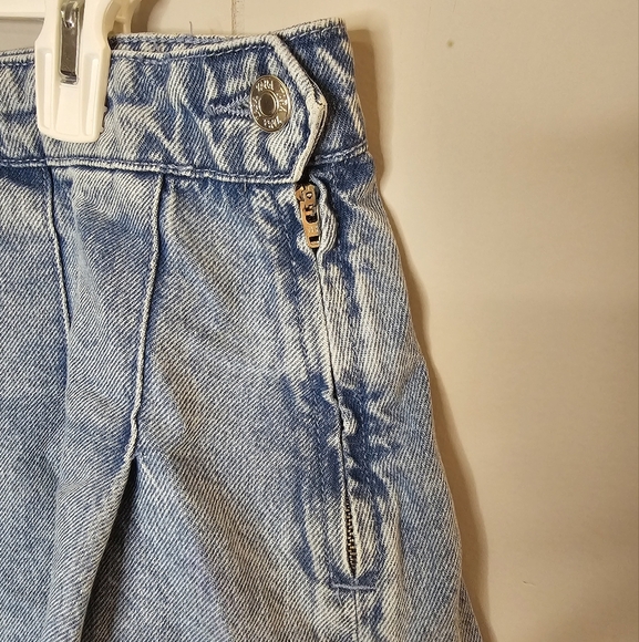 ZARA Pleated Raw Edge Denim Skirt, Medium - Picture 2 of 6